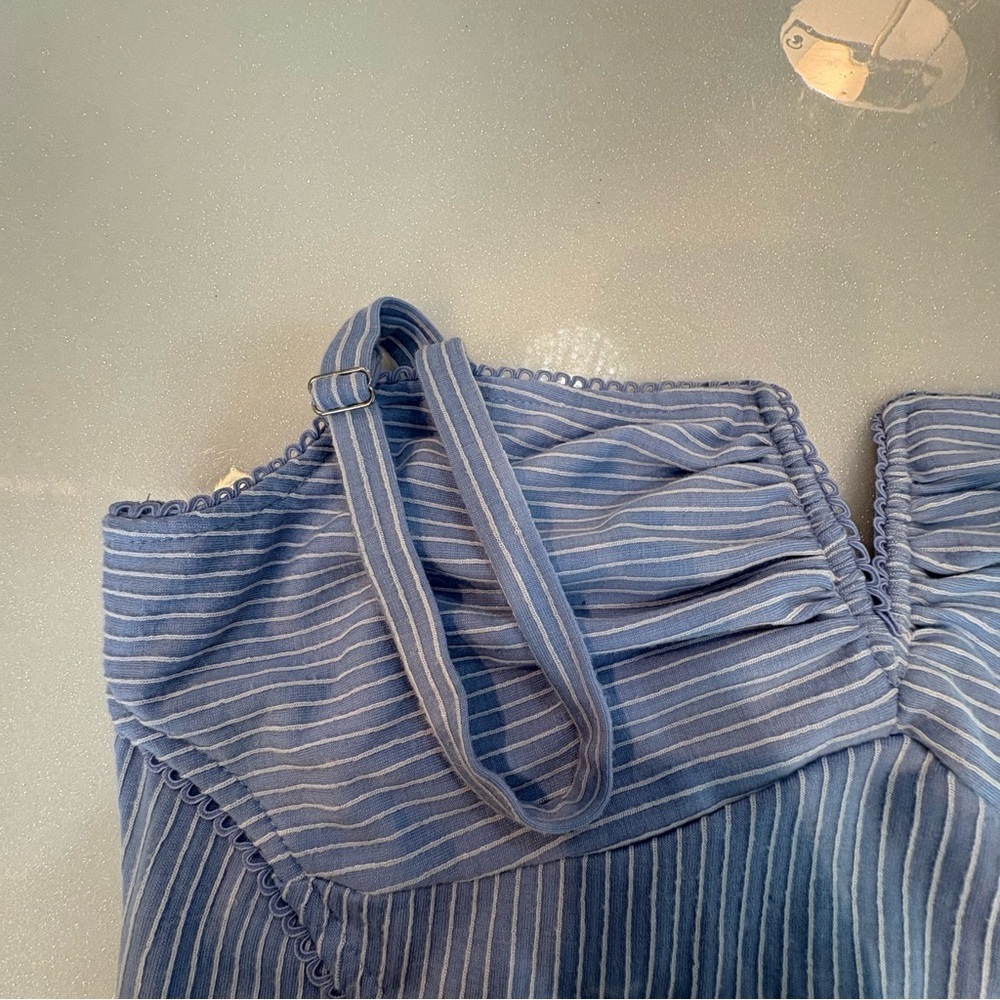 Lulu's Bodysuit Light Blue Striped Adjustable - Picture 4 of 13